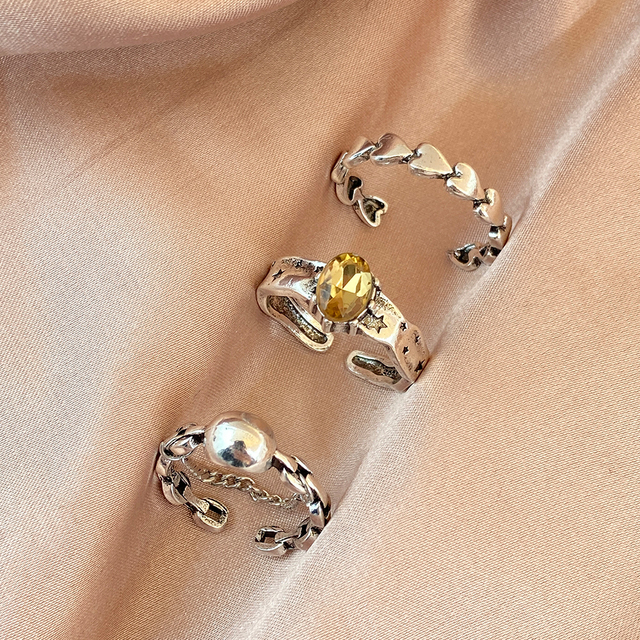 Punk Gothic Butterfly Snake Chain Ring Set for Women Black Dice Vintage Silver Plated Retro Rhinestone Charm Charm Jewelry
