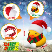 6/12 Pcs Christmas Mini Rubber Duckies in Bulk with Christmas Hats and Scarf Christmas Rubber Duckies for Christmas Party Winter 2