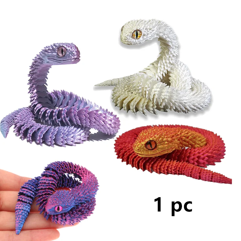 3D Printed Snake Simulation Snake Figurine Flexible Joints Office Desk Toy Home Office Decor Ornament 1PC Gifts Children