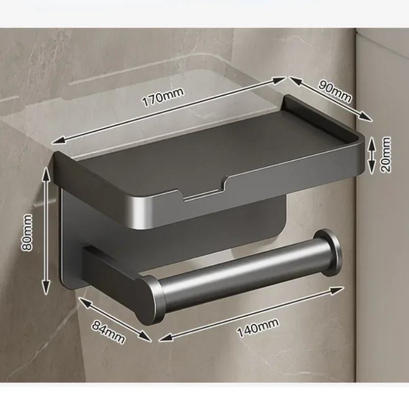 Toilet Paper Holder Paper Towel Rack Aluminum Portable Toilet Paper Holders Phone Storage Rack Kitchen Towel Placement Bottles Wall Roll Holder Bathroom Products