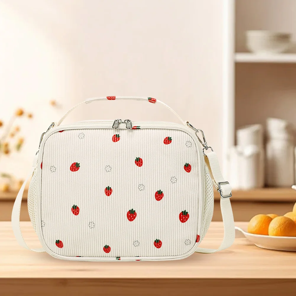 Picnic Lunch Box Bag with Multiple Compartments Lightweight Lunch Bags Corduroy Lunchbox Bag for Work Travel Picnic