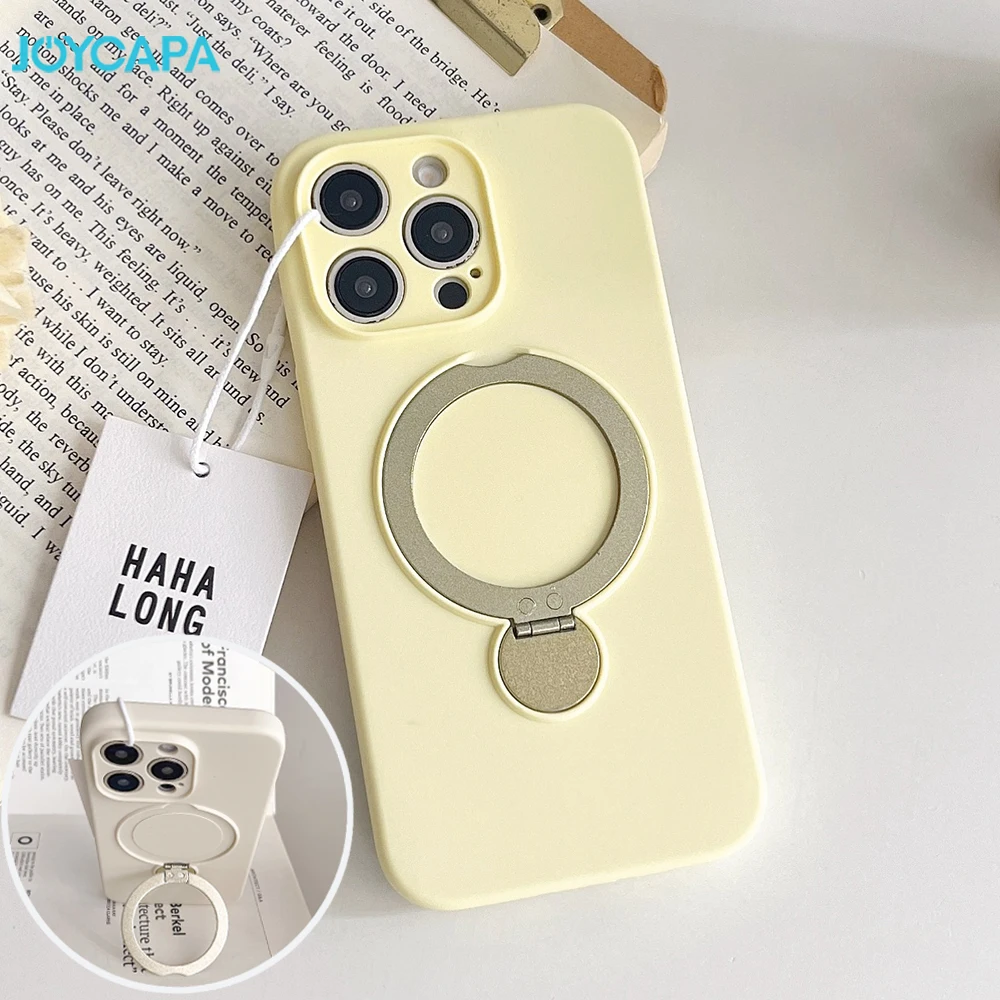 Magnetic Liquid Silicone Ring Holder Case with Lens Protector and Matte Finish