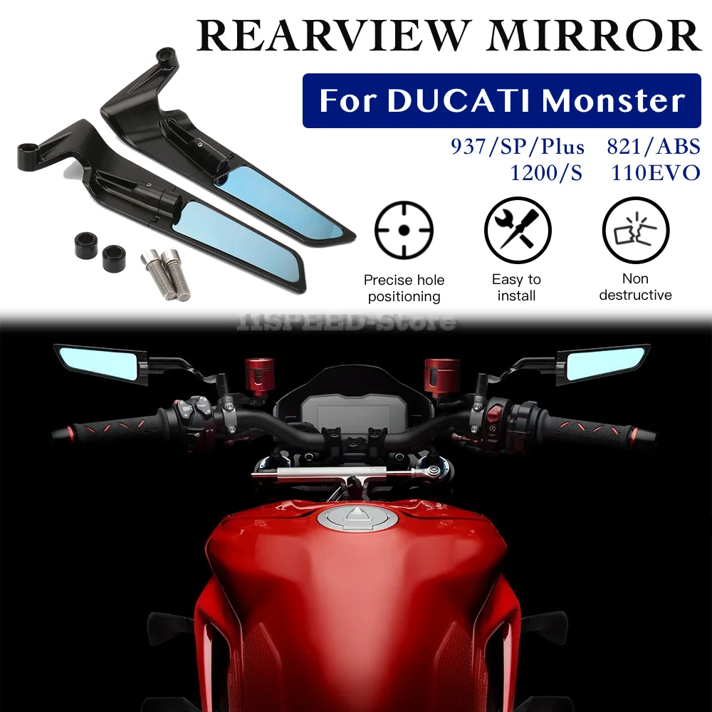 

Stealth Mirrors For DUCATI Monster 937 821 1200 1100 Accessories Stealth Mirrors Adjustable Winglets DUCATI Monster 937 Parts