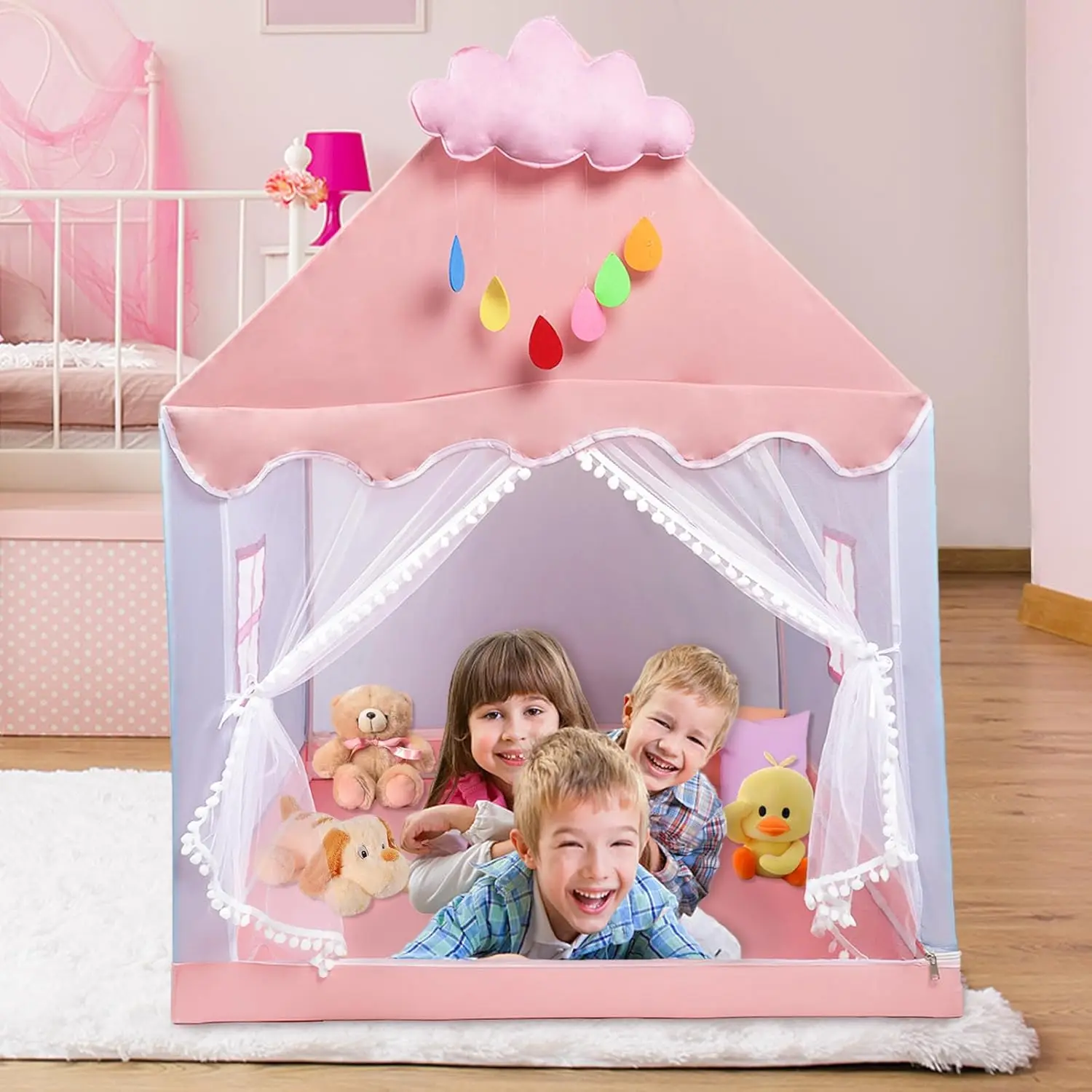 Kid  Play Tents Children Tent Indoor Outdoor Princess Girl Game House Small House Child Castle Separate Bed Tool No Light Ball 4