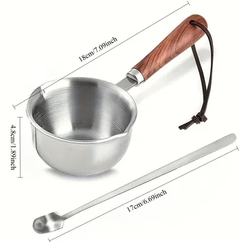 10oz Stainless Steel Wax Melting Pot with Wooden Handle 1