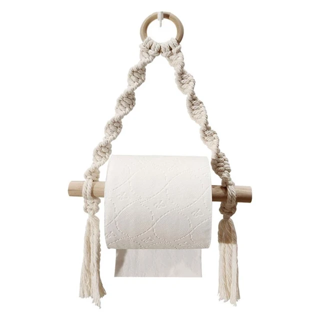 Toilet Paper Storage Holder, Boho Wall Mounted Tissue Roll Stand