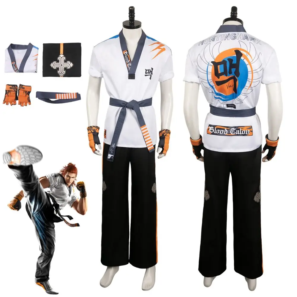 

Game Tekken 8 Hwoarang Cosplay Fantasia Costume Disguise Adult Men Uniform Top Pants Gloves Outfits Halloween Carnival Suit