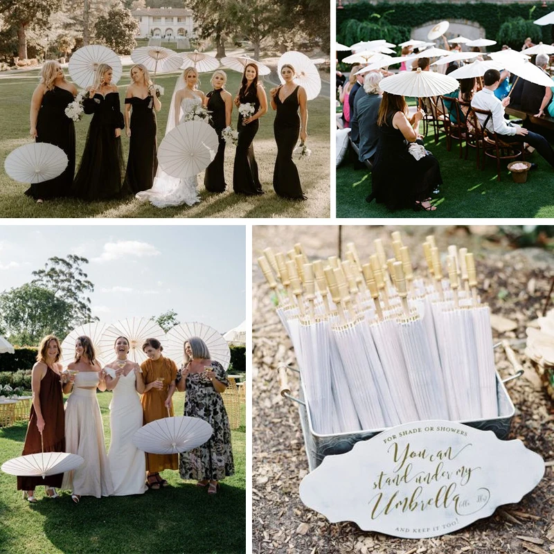 60cm Oil-paper White Umbrella White Paper Parasol DIY Paper Umbrella Wedding Decor Props For Diy I.1274609028