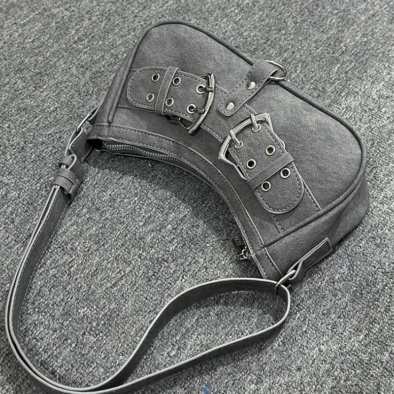 Sweet Cool Denim Grey Shoulder Bag Women Y2k Grunge Hot Girls Casual Handbag Lady Vintage Versatile Underarm Bag Autumn bolsas