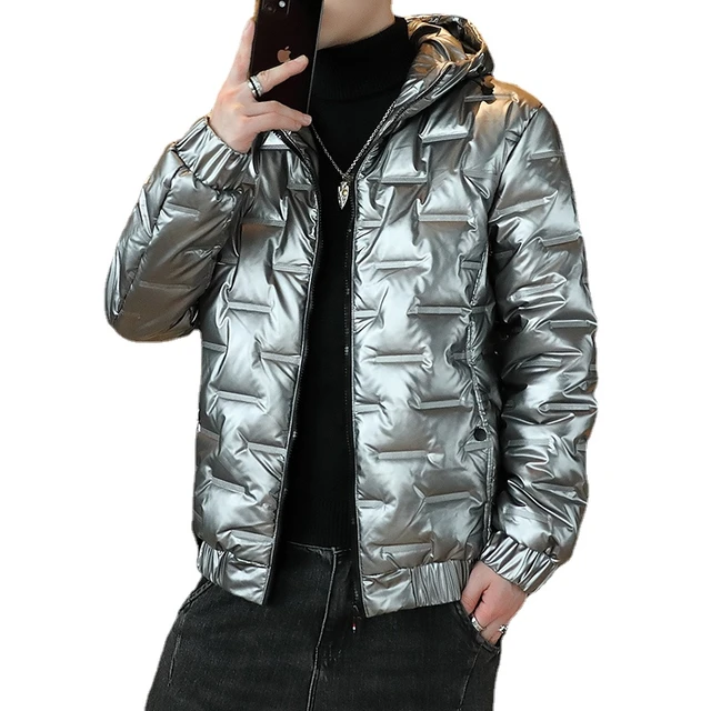 Chaquetas Con Capucha De Moda Para Hombre Abrigo Ligero Brillante Parka  Invierno