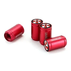 Set of 4 Durable Antirust Valve Stem Caps for Tires - Universal Fit (Red)