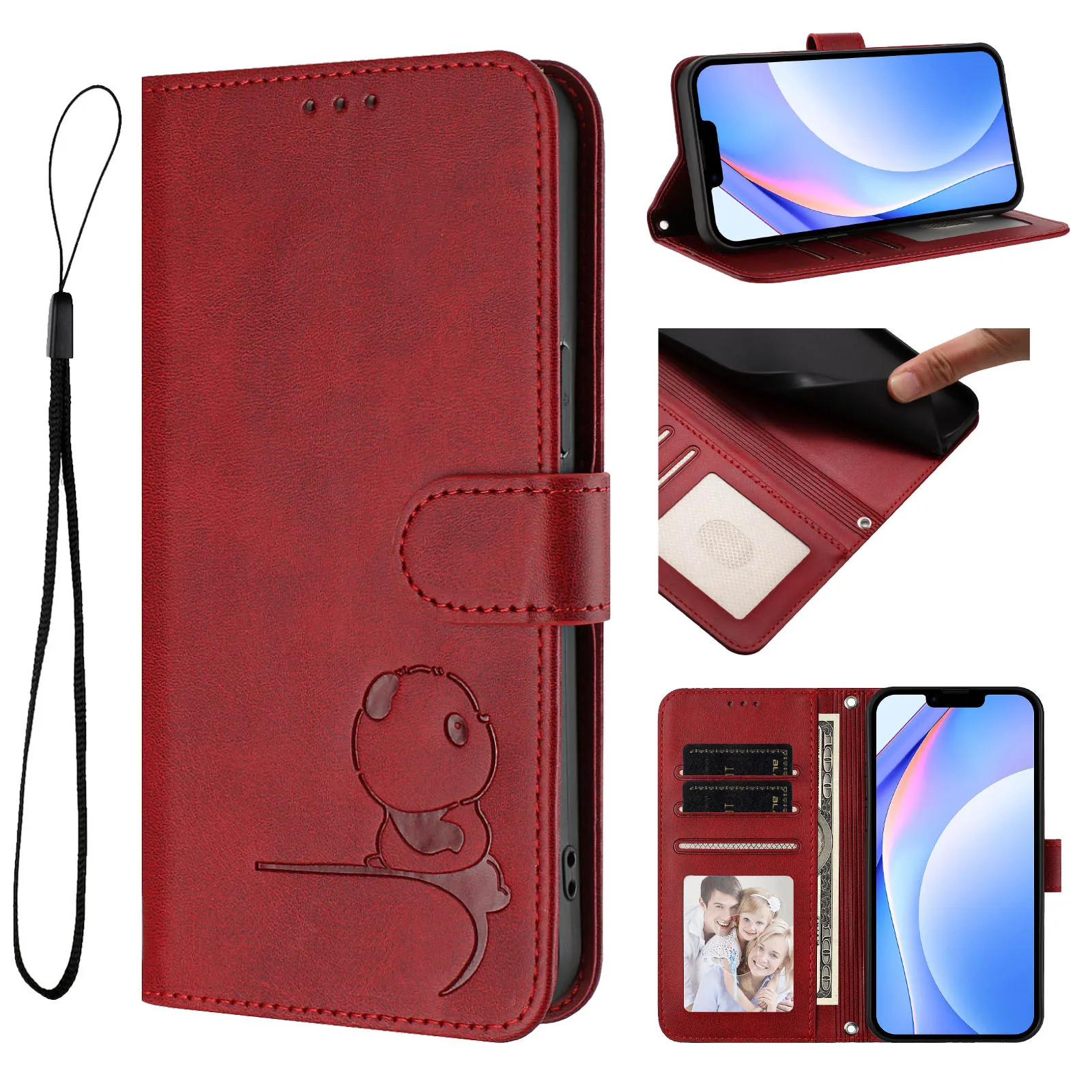 3D Bear Leather Phone Wallet Case Book Cover