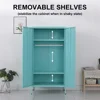 2 Magnetic Doors Steel Wardrobe Kids Closet Storage Accent Cabinet with Hanging Rod and 2 Laminate,Metal Children Tall Storage 4