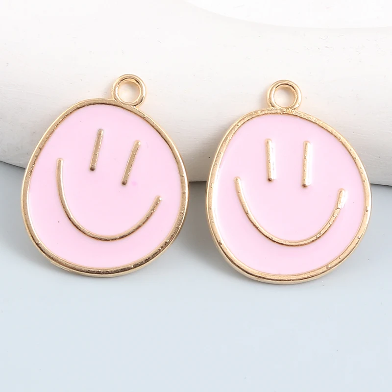 10pcs Cute Smile Face Enamel Charms Fun Lucky Colorful Pendants For Making Handmade DIY Jewelry Findings Accessories Necklace