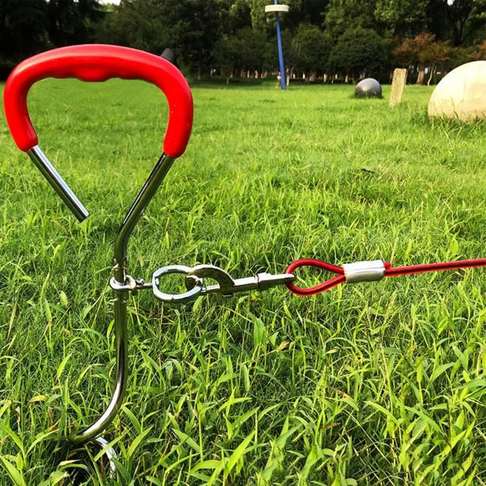 Dog Spike Durable Ergonomic Handle Thick Heavy Duty Spiral Ground Spike Backyard Play