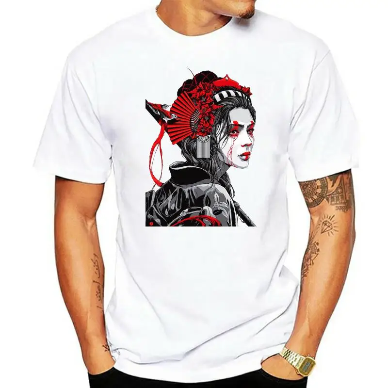 

Футболка one yona Женская/самурайская из чистого хлопка, крутая тенниска гейши с японскими татуировками, Токийская красавица, топ с коротким рукавом для мужчин