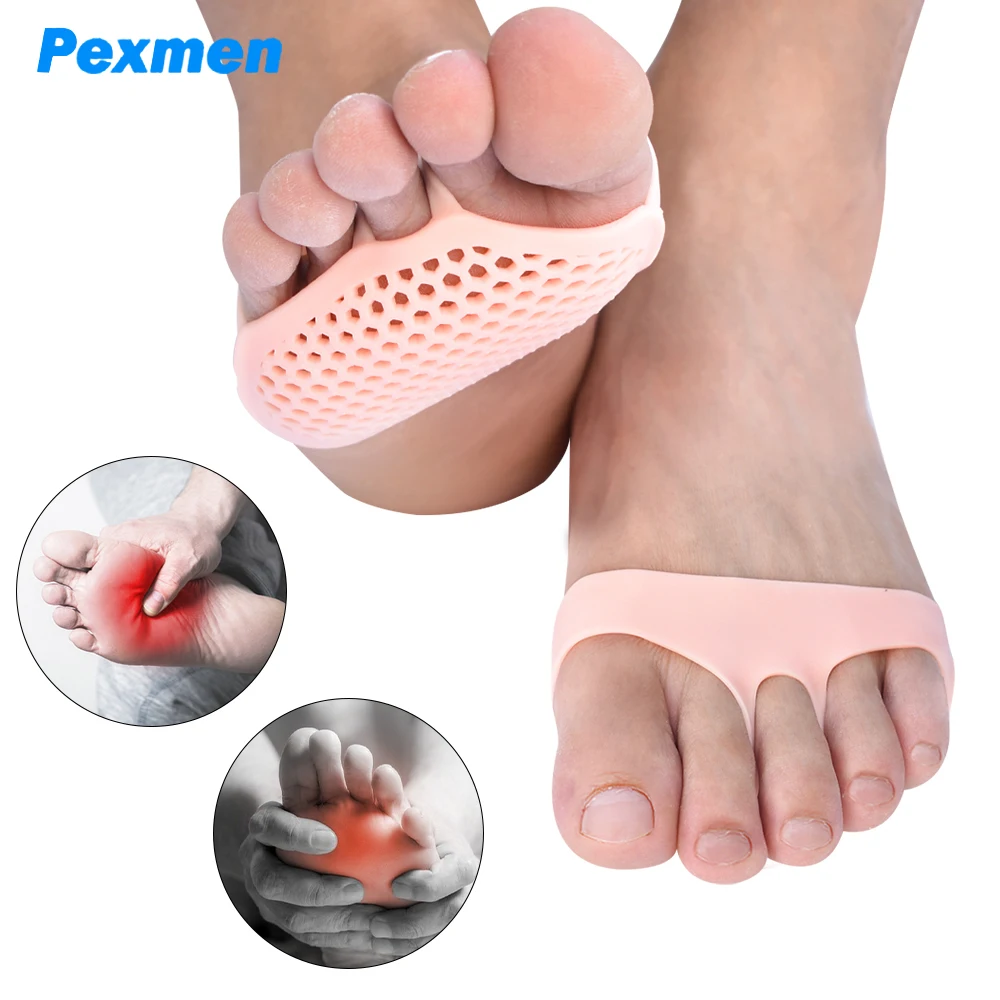 Pexmen 2Pcs Ball of Foot Cushions Soft Gel Metatarsal Pads Mortons Neuroma Callus Pain Relief Forefoot Pads Foot Protector