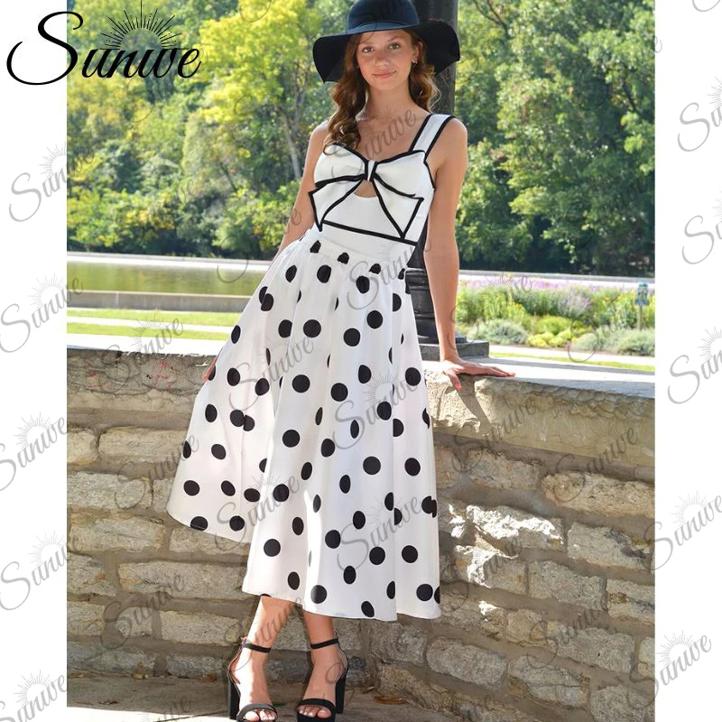 Sunwe Black White Retro One Piece Swimsuit Women Bow Tie Swimwear with Skirt Bathing Suit Monokini Beach Bodysuit Beach Wear
