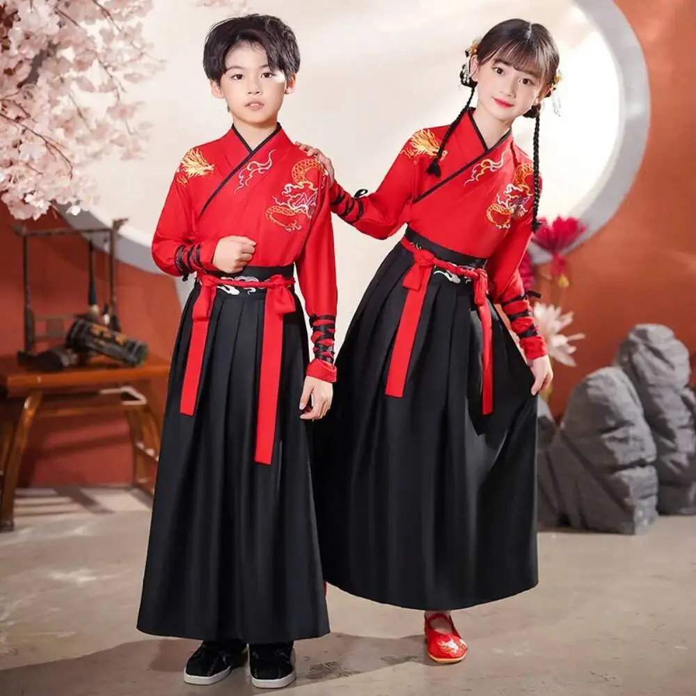 Dance Wear Cosplay Costumes Kung Fu Party Children's Clothing Ethnic Style Vintage Kids Clothes Girls Dress Boy Hanfu Stage - 3