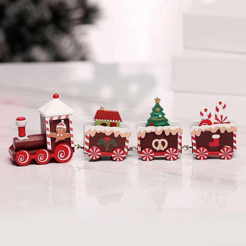Christmas Wooden Train Xmas Ornament Merry Christmas Decorations Home Cristmas Navidad Noel Gifts Happy New Year