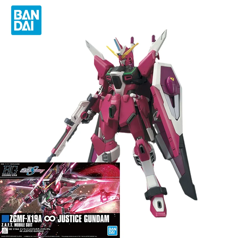 

Bandai Original GUNDAM Anime Model HGCE 1/144 ZGMF-X19A ∞ JUSTICE GUNDAM Action Figure Assembly Model Toys Gifts for Children
