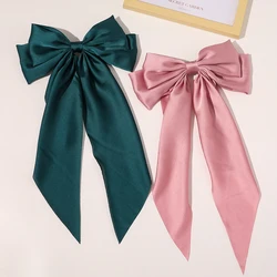 Elegant Solid Color Bow Hair Clip - Stylish Ribbon Accessory (Green Pink)