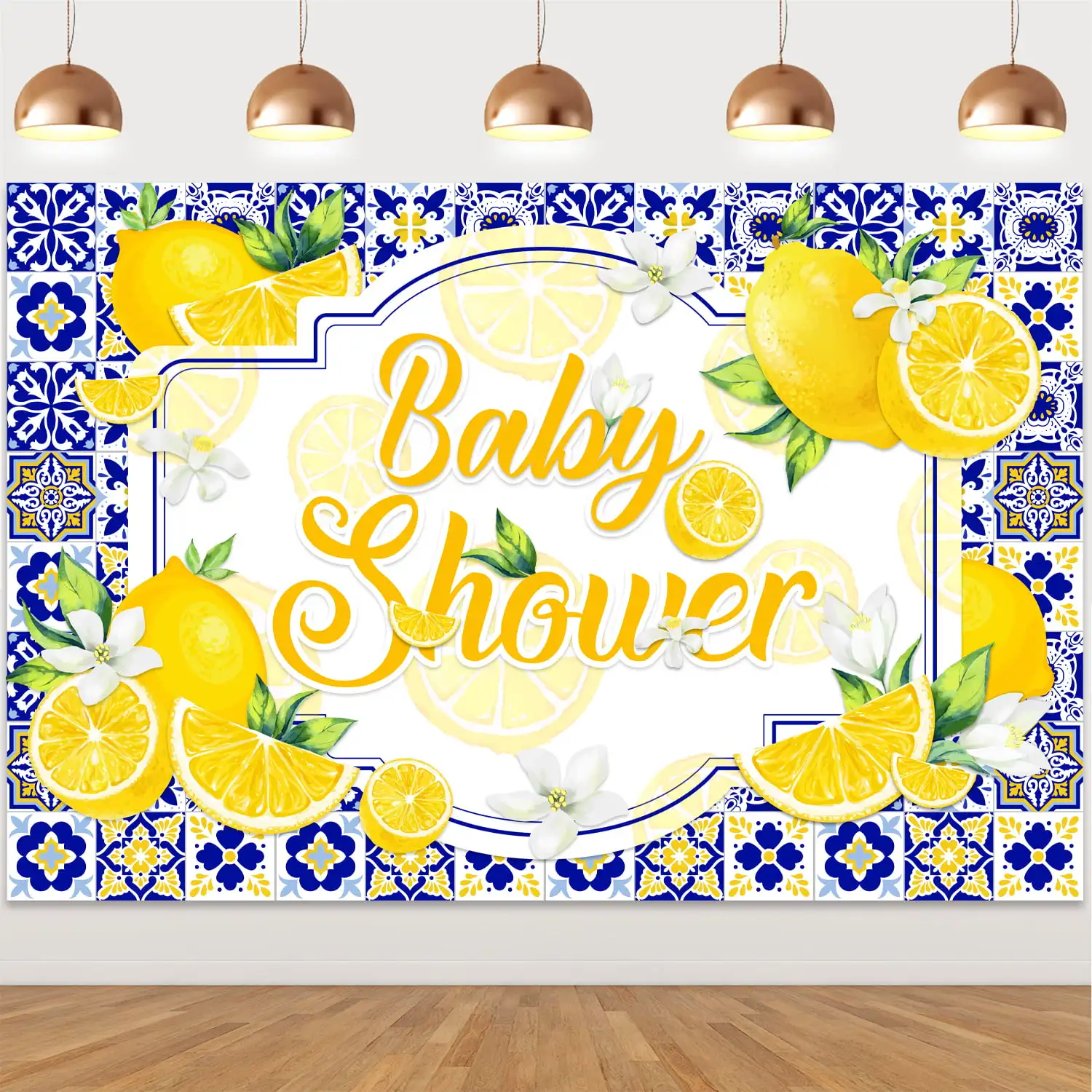 

Funmemoir Lemon Baby Shower Backdrop Lemon Theme Photography Background for Boys and Girls Baby Shower Party Decoration Supplies