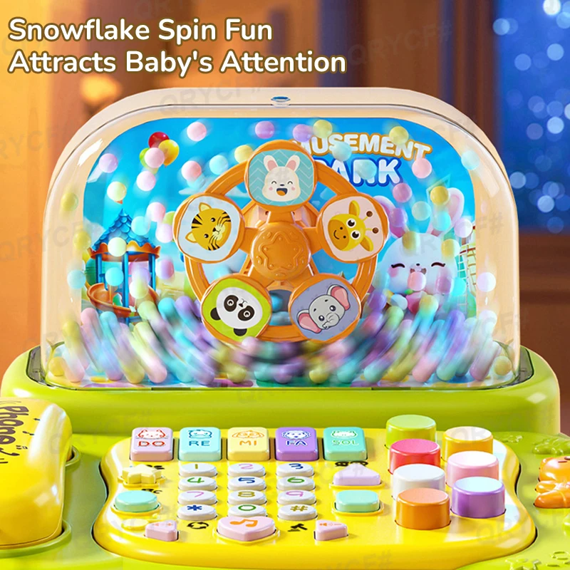 Baby Musical Phone Toys Snowflake Toddler Interactive Learning Toy Lights Cat Telephone Story Early Education Montessori Gift