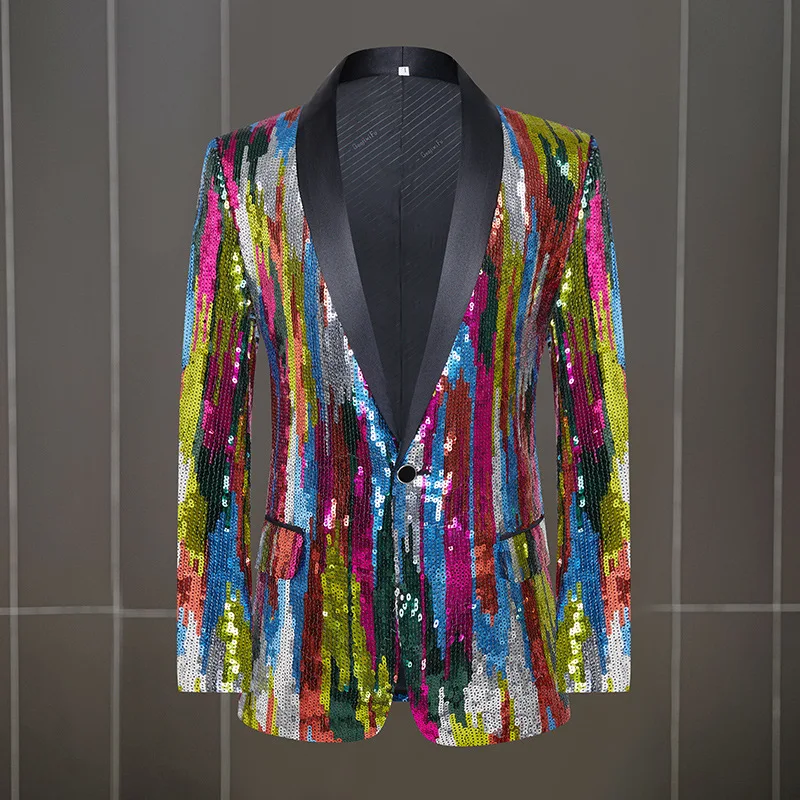 

Men's Camouflage Sequin Jacket, Stage Presenter, Singer Dress, Nightclub, Fashion Bar Suit, Just Jacket