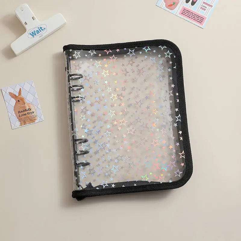 A5 Laser Stern Zipper Binder Fotokarten Mädchen Ins DIY Journal Tagebuch Transparent Kpop Idol Karte Fotoalbum Sammeln Buch Schreibwaren – Detail 15