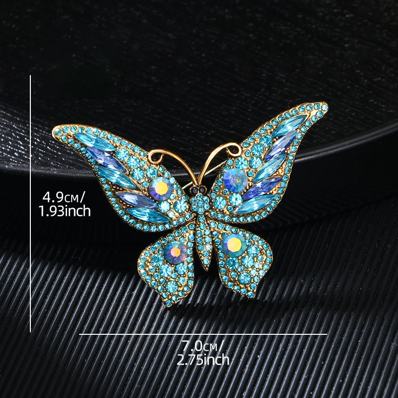 Colorful Butterfly Rhinestone Brooches For Women Shiny Crystal Lapel Pin Trendy Clothing Accessory Jewelry Wedding Party Gifts