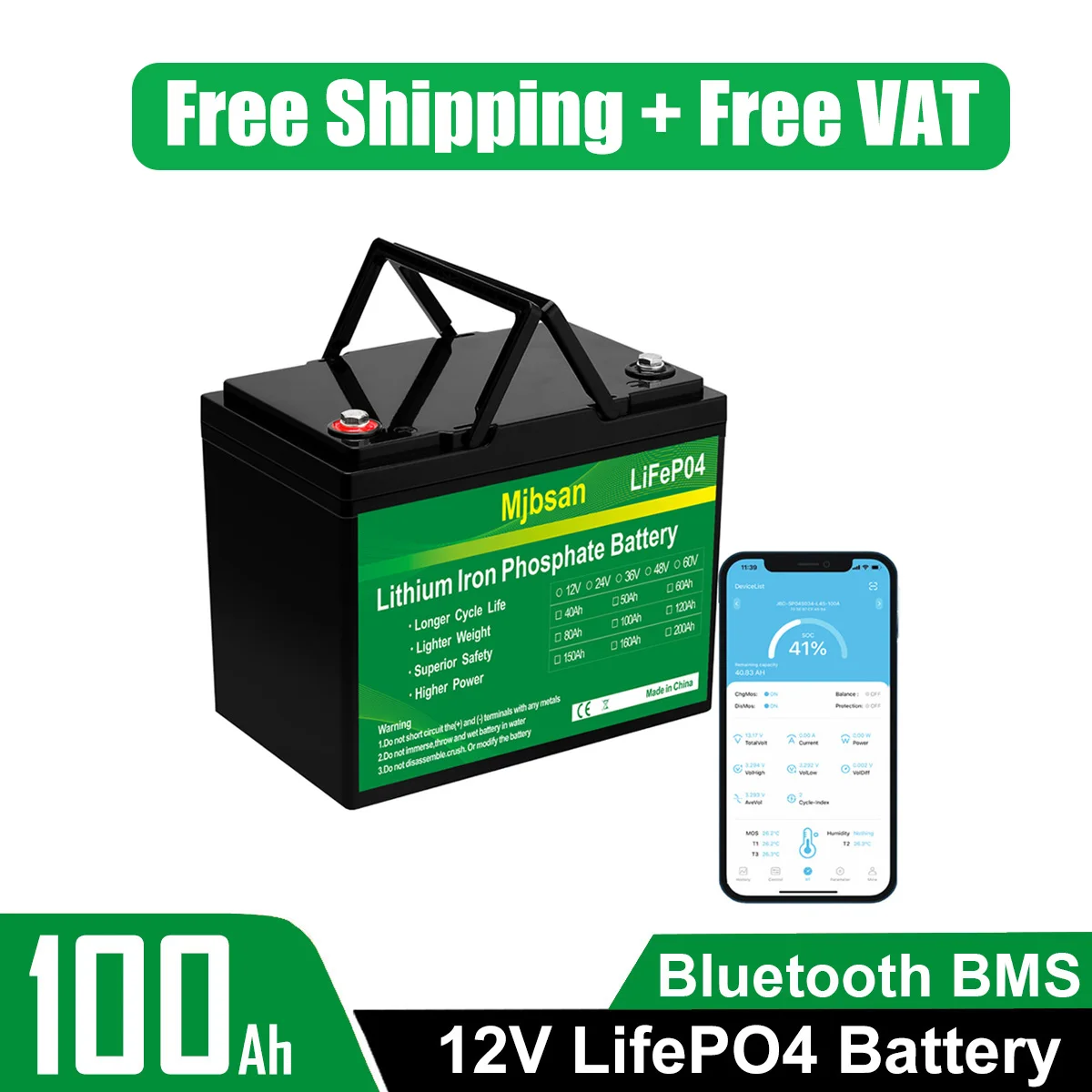 12V 100Ah LiFePO4 - Lithium Iron Phosphate Battery w/ Bluetooth – Sterling  Power Products
