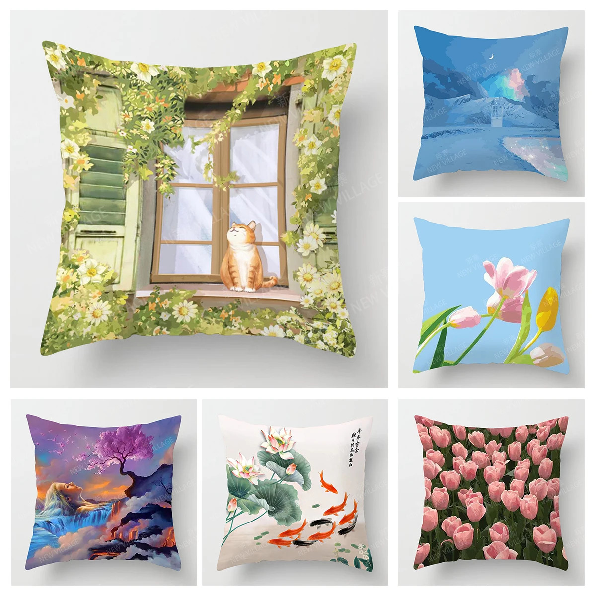 집 거실 애니메이션 캐릭터 장식 쿠션 커버 장식, 베개 커버 던지기, 45x45 베개 케이스, 40x40cm, 60x60, 45x45
