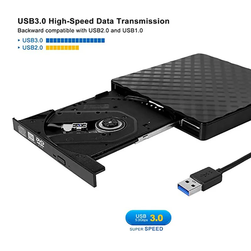 Portable high-speed USB 3.0 External  CD/DVD ROM Optical Drive External Slim Disk Reader Desktop PC Laptop Tablet  DVD Player