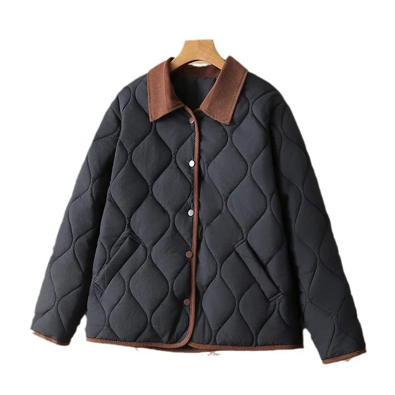 Plus Size Women Parka Winter New Fashion Contrast Color Lapel cotton-padded Jacket 883