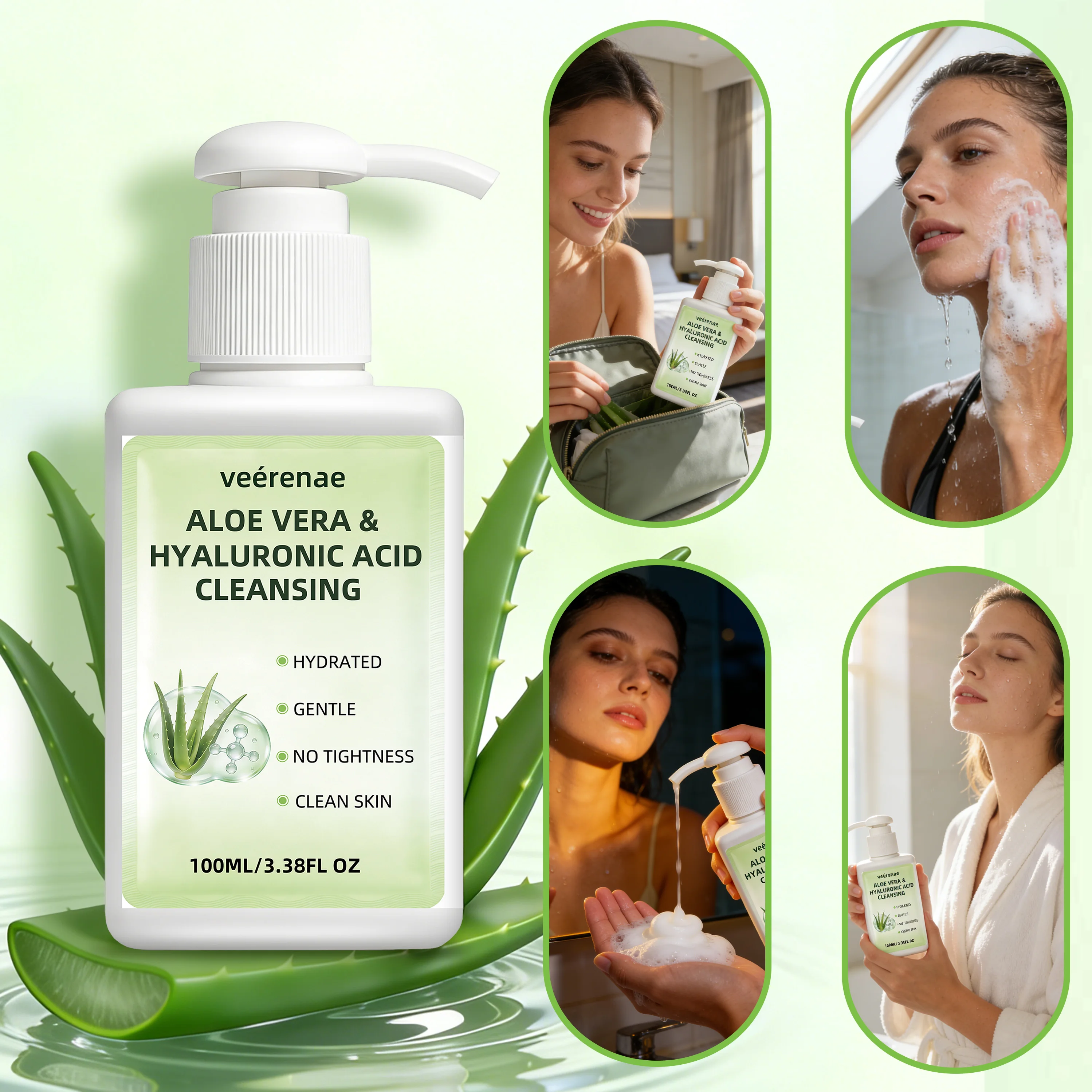 ALOE VERA HYALURONIC ACID CLEANSING | Gentle Deep Pore Moisturizing Face Wash | All Skin Types | Daily Morning & Night Use
