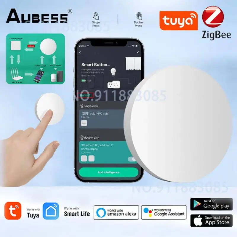 

Tuya ZigBee Smart Scene Switch Wireless Button Controller Switches Multi-scene Linkage Smart Home Automation Zigbee Gateway Need