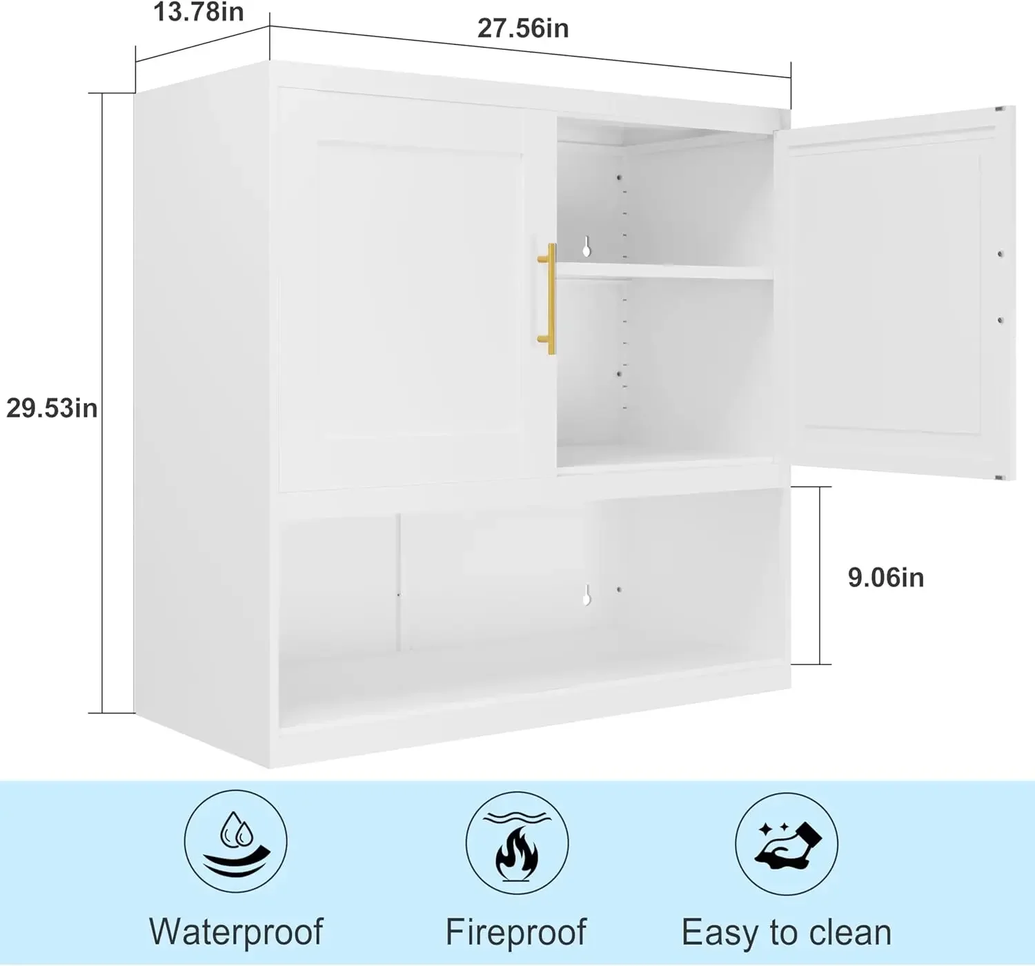Wall Mounted Hanging Cabinet with Door and Shelves Medicine Cabinet