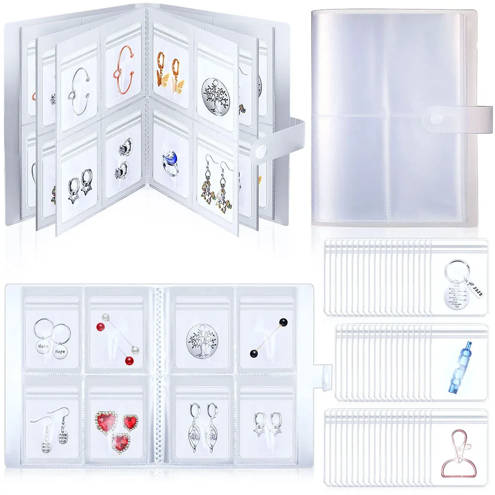 Transparent Jewelry Organizer Book Travel Jewelry Storage Book Portable Jewelry Album with Clear PVC Bag for Earring Stud Ring clear storage box anti oxidation jewelry bag earrings necklace jewelry box with portable earrings ring storage bag