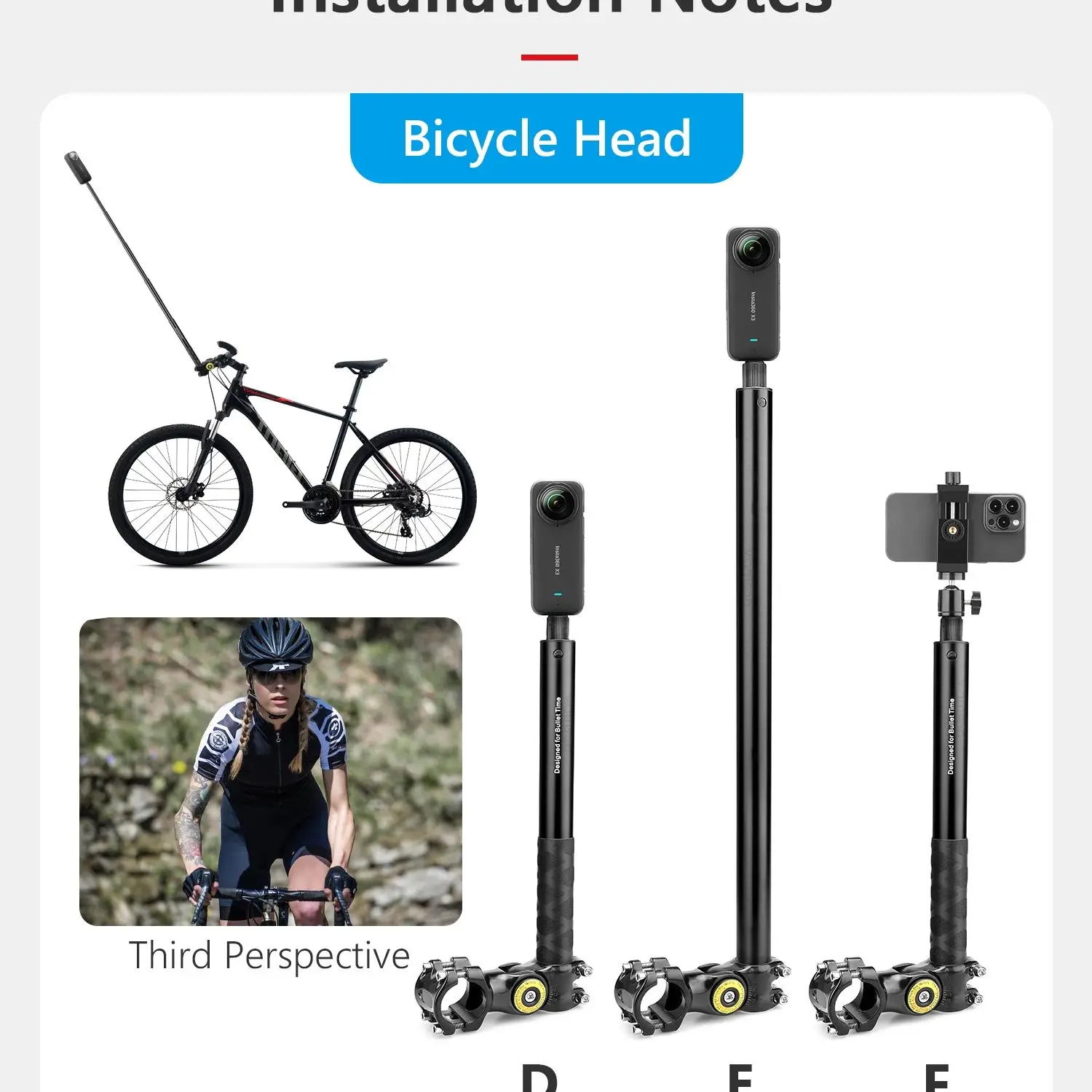 

Motorcycle Bike Camera Holder Handlebar Bracket Stand For Insta360 One R X3 & GoPro MAX Invisible Selfie Stick Accessory