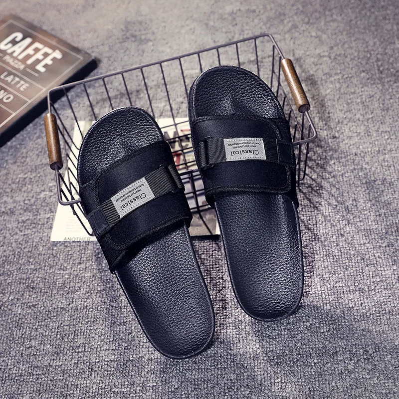 

Q134 Internet celebrity slippers men's summer outdoor all-match youth soft bottom personality outer wear ins trend Korean casual