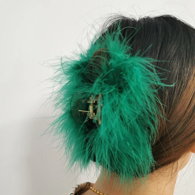 Elegante und schöne türkei feder haar clip Mode weibliche haar zubehör Party klaue clip Neue shark clip schachtelhalm clip – Detail 21