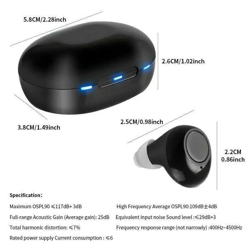 JINGHAO Hearing Aid Invisible Digital In-Ear Enhancer Sound Voice Amplifier Rechargeable 4