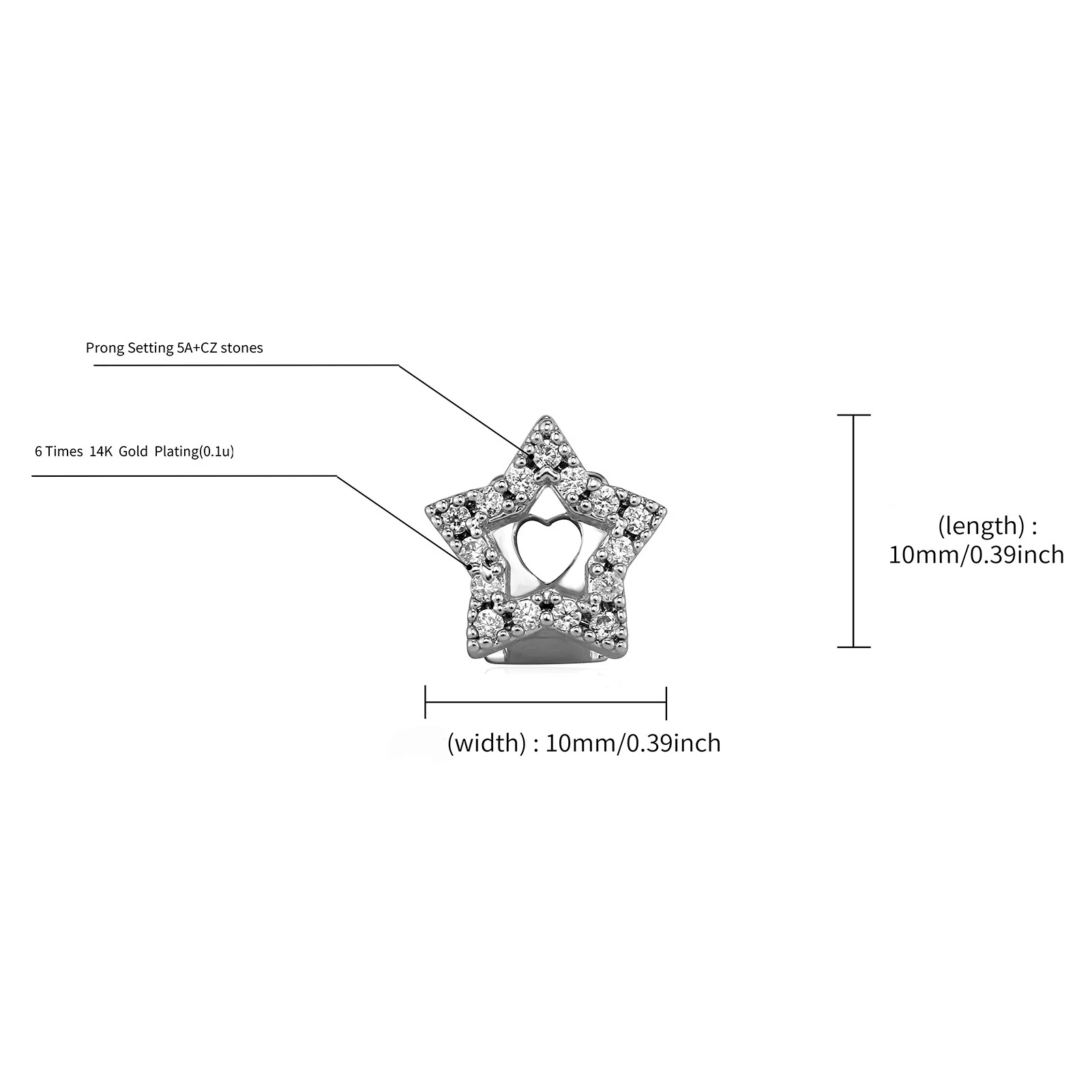 싱글 3D 속이 빈 오각별 치아 장식, 반짝이는 풀 라인스톤 펜타그램 코스프레 치아 장신구 액세서리