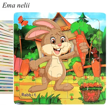 Hot 20 Piece Wooden Jigsaw Puzzle Kids Toy Cartoon Dinosaur Animal Wood Puzzles Game Baby Early Educational Toys for Children 1