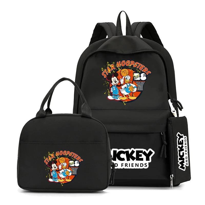 

3Pcs/set Disney Minnie Mickey Friend Donald Duck Backpack with Lunch Bag for Girl Boy Student Back To School Bookbag Schoolbag