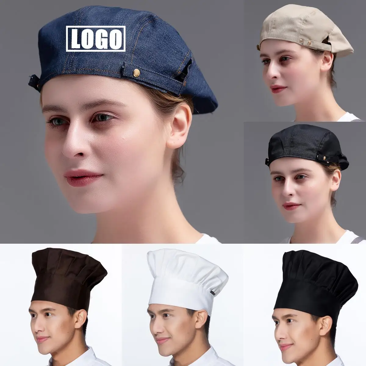 Unisexcustomlogochefkitchenhatmenandwomenchefwaiteruniformkitchenbakerybarbecue
