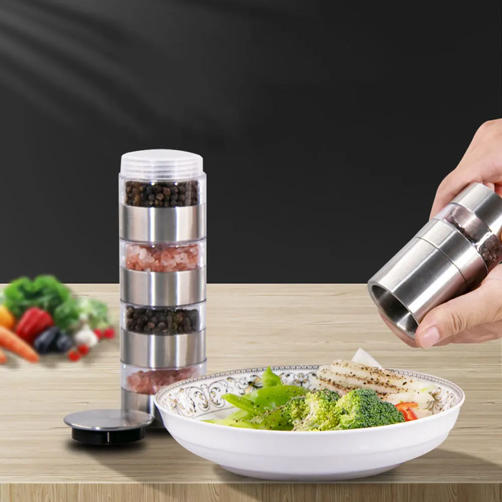 Salt and Pepper Grinders Refillable Stainless Steel Spice Grinder Pepper  Shakers Adjustable Coarseness Mills Kitchen Gadgets - AliExpress