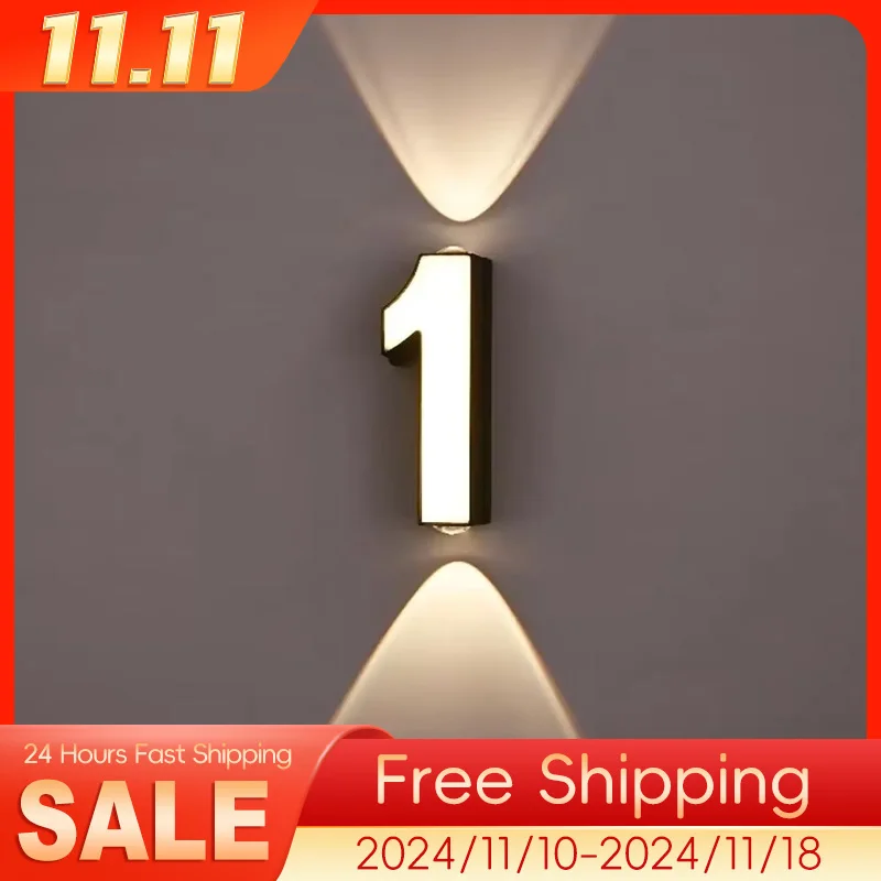 AC85-265V 7W LED Wall Lamp Digit Number Indoor&Outdoor IP65 Waterproof Modern Minimalism Style Aluminum Porch Garden Lights wall light