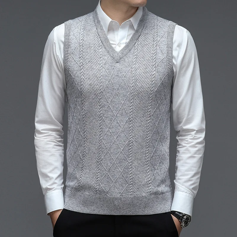 Description Picture 4 of itemSweater Male Autumn Fashion New Mens Wool Vest Casual Men's Jacquard Business Casual V-neck Man Clothing Plus Size 4xl